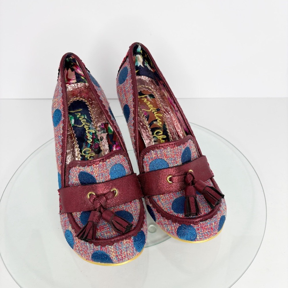 Irregular Choice Polka Dot Tassel Pumps Heels Size 40 US 9 Retro Cat Sole